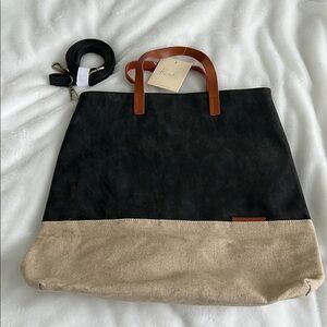 Large black and tan tote bag, NWT